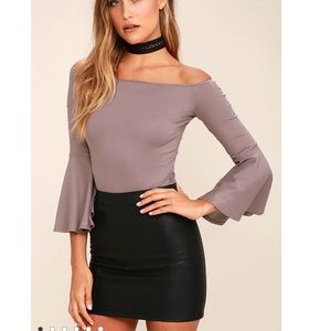 Lulus Good One Taupe Off-the-Shoulder Bodysuit